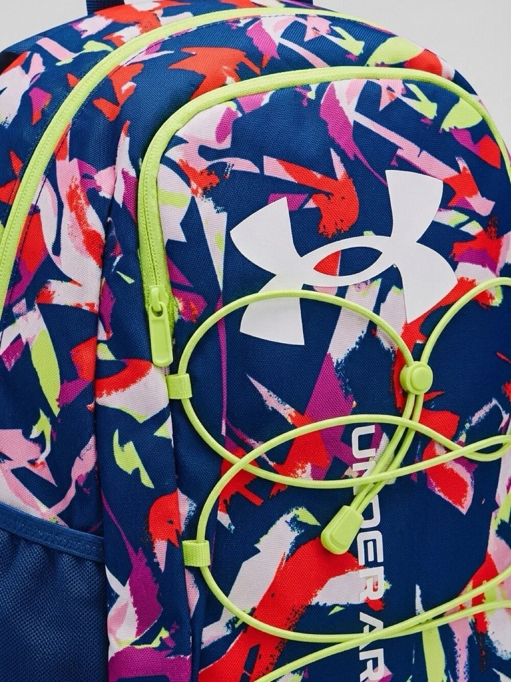 Under Armour Small Kids Backpack Blue Multicolor Abstract Zip, Pockets Straps